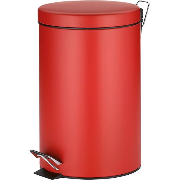 Kovový odpadkový koš JARON s pedálem, červená O25cm x v39cm